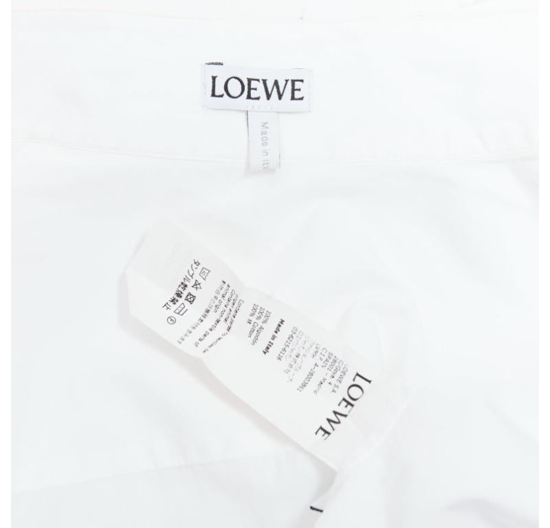 LOEWE white cotton asymmetric collar cropped sleeve boxy shirt S For Sale 3