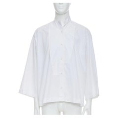 LOEWE camicia boxy in cotone bianco con colletto asimmetrico e manica ritagliata S.