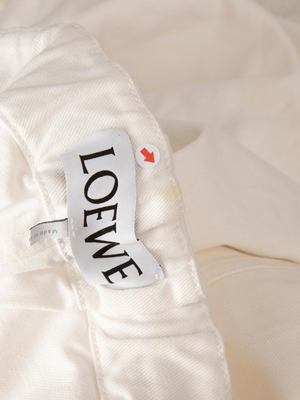 Pantaloni larghi con cintura in denim Loewe White Taglia L.L.A. 2