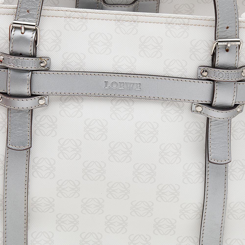 Loewe White/Grey Anagram PVC and Leather Tote 5
