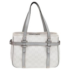 Loewe White/Grey Anagram PVC and Leather Tote
