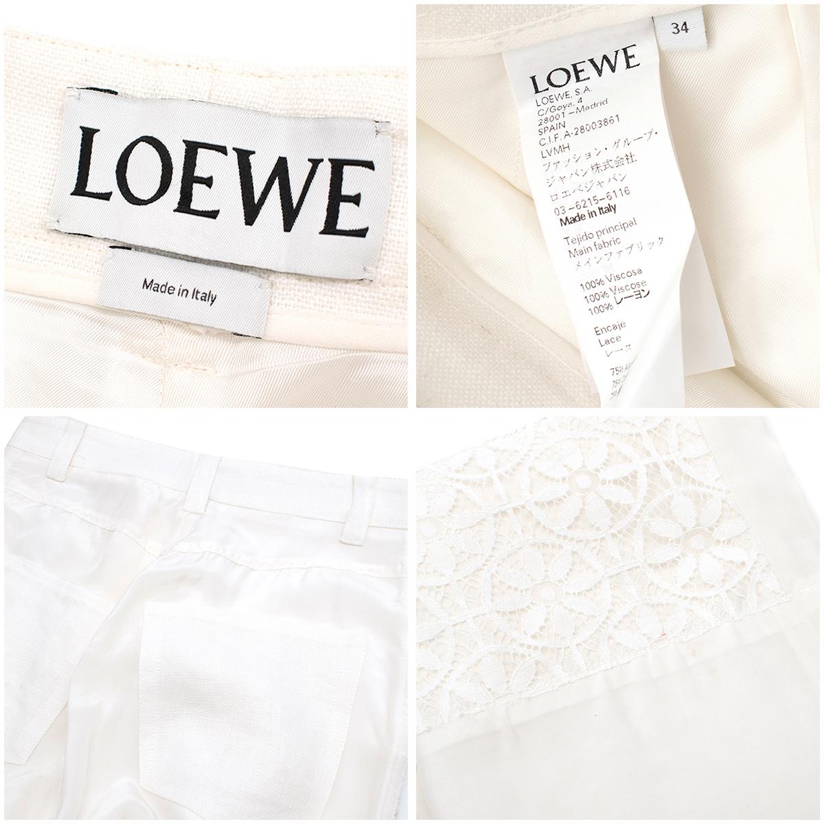 Loewe White Lace Panelled Shirt & Fisherman's Pants - Size US 2 For Sale 2