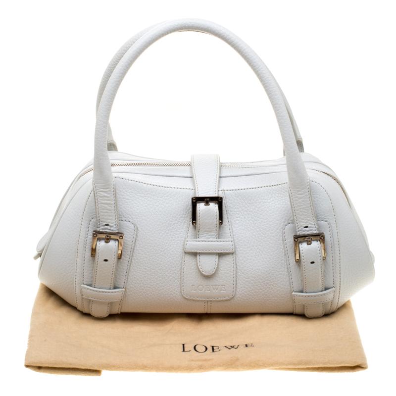 Loewe White Leather Senda Satchel 2