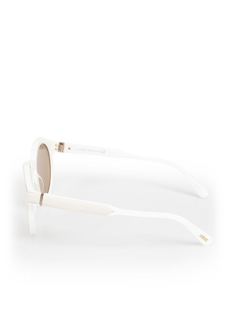 Loewe White Leather Trim Round Sunglasses 1