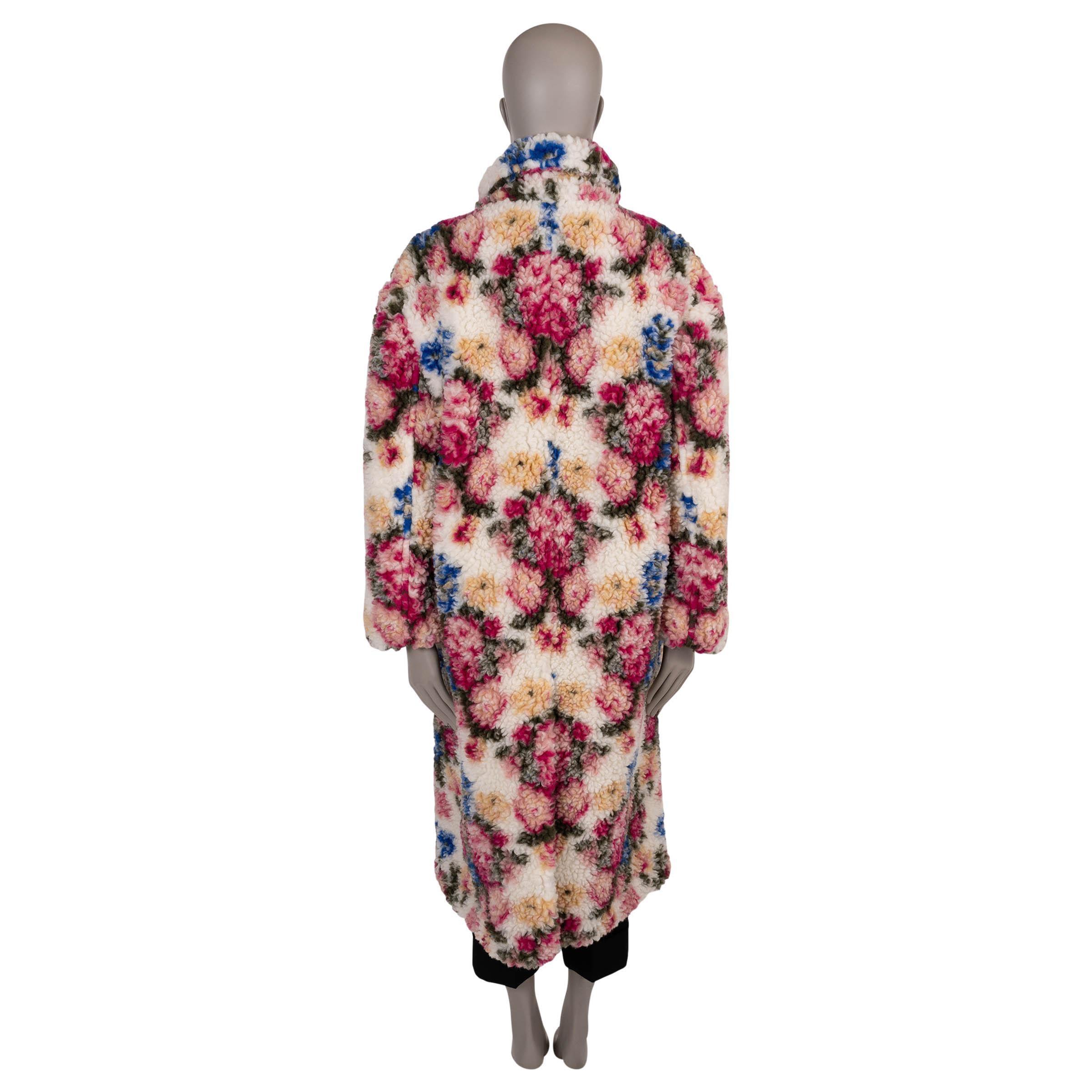 Marrone LOEWE giacca cappotto bianco e multi shearling 2024 FLORAL TEDDY 36 XS in vendita