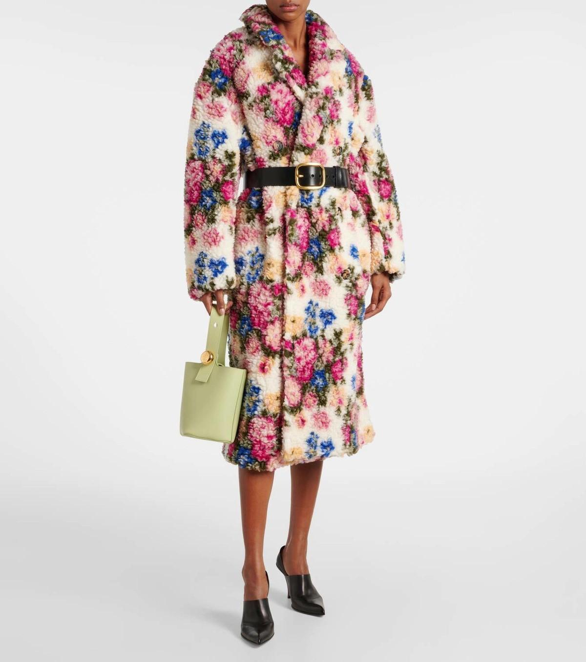 LOEWE giacca cappotto bianco e multi shearling 2024 FLORAL TEDDY 36 XS in vendita 1