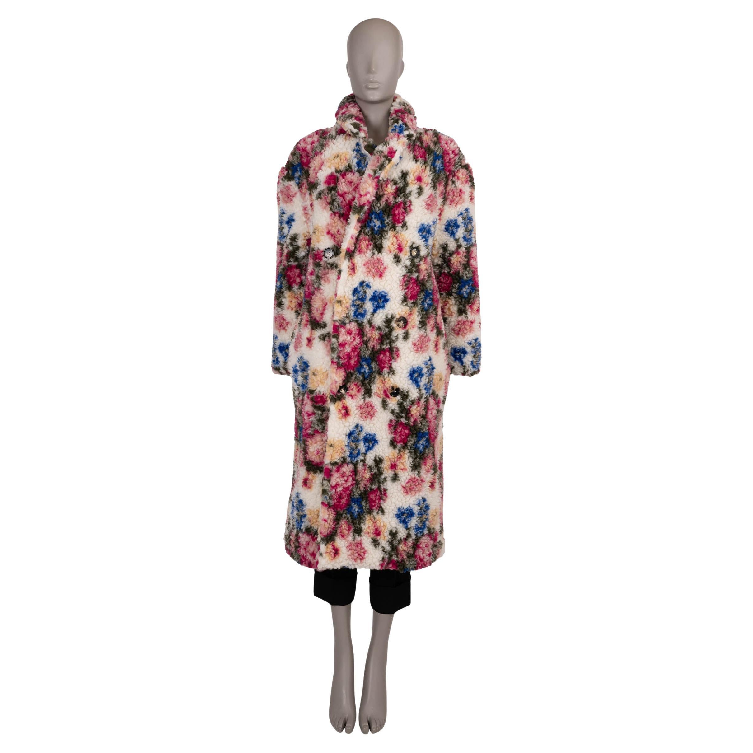 LOEWE blanc & multi faux shearling 2024 FLORAL TEDDY Manteau Veste 36 XS