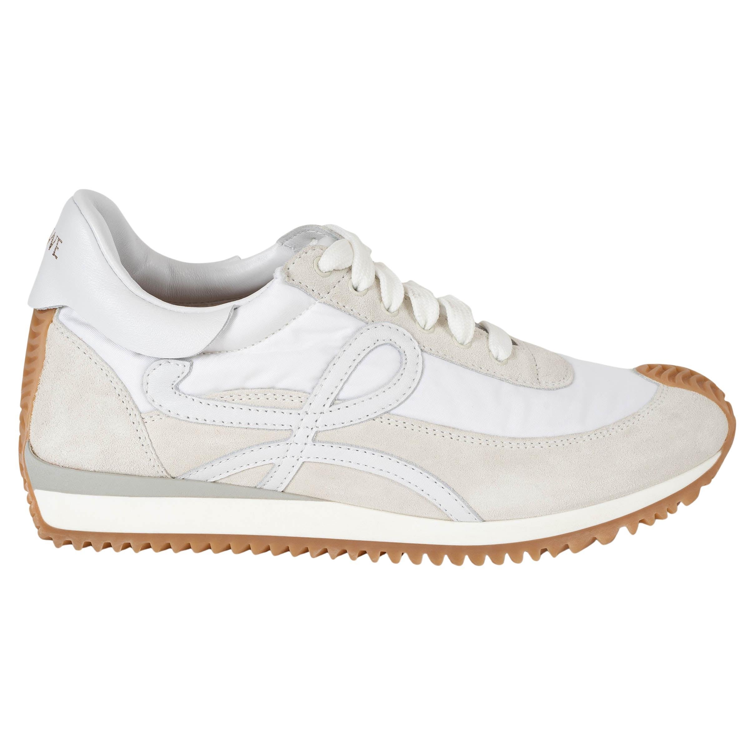 LOEWE scarpe da ginnastica basse FLOW in nylon e camoscio bianco 38 in vendita