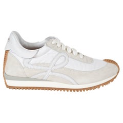LOEWE white nylon & suede FLOW Low Top Sneakers Shoes 38