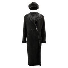 Loewe Women's Vintage Black Sheepskin Coat & Hat Set