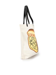 Loewe Women's White Canvas Large Toast Painted Tote Bag