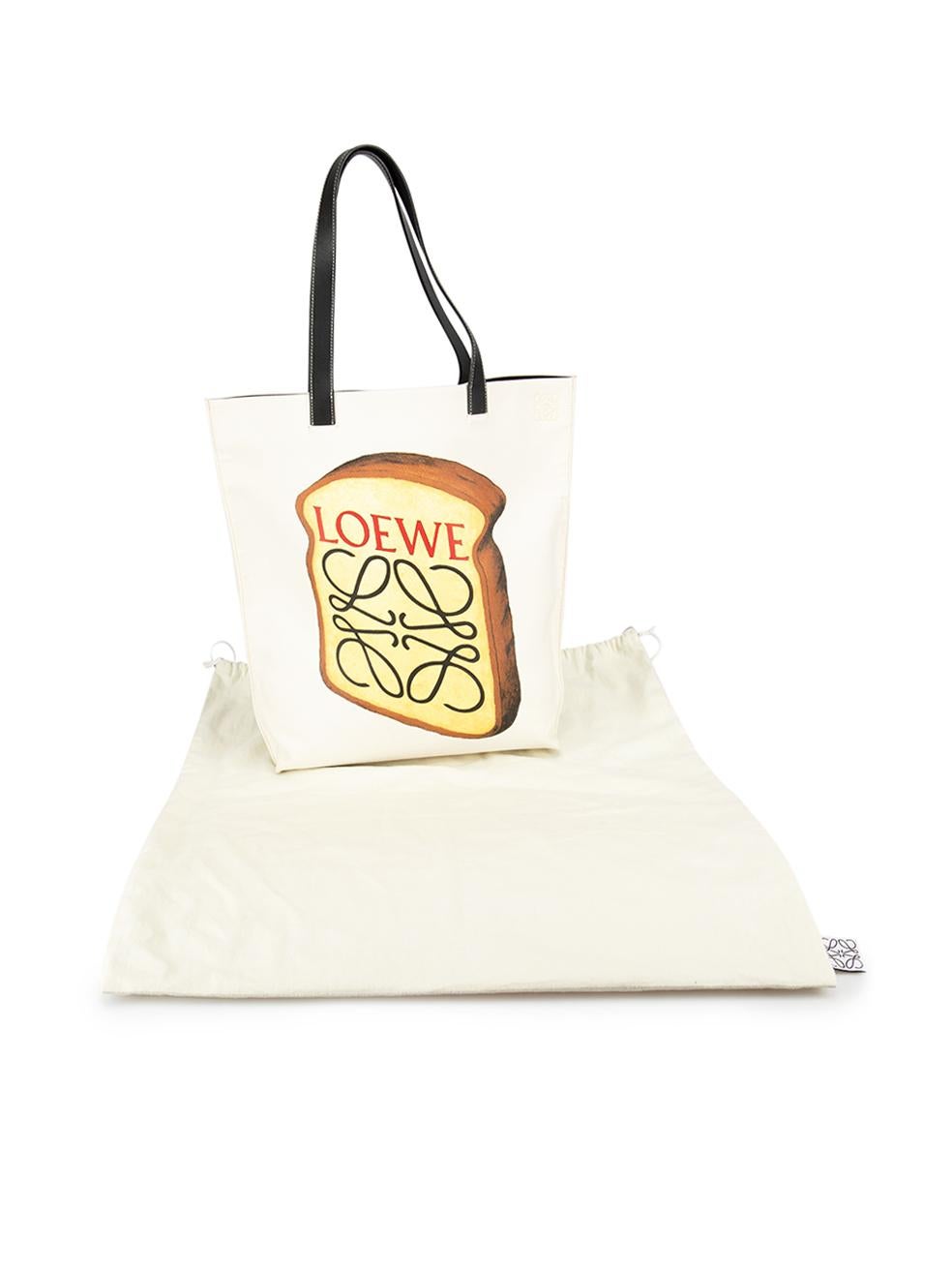Loewe Women's White Canvas Large Toast Painted Tote Bag 2