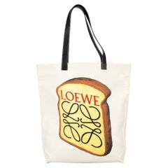 Loewe Women's White Canvas Large Toast Painted Tote Bag