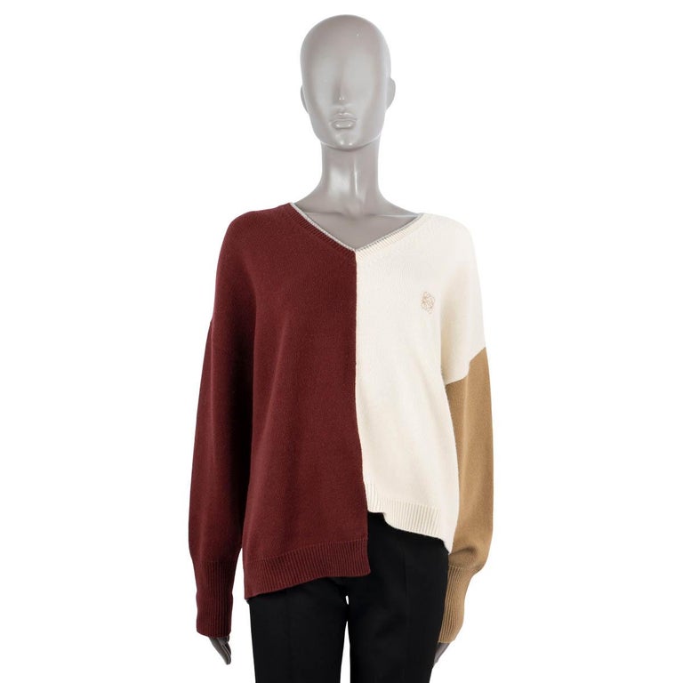 LOEWE wool 2021 ANAGRAM COLORBLOCK ASYMMETRIC Sweater L For Sale