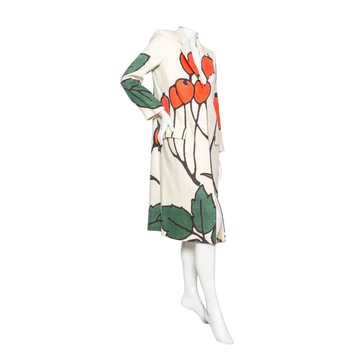 Loewe Wool Herbarium Coat

By JW Anderson
Cream/Red/Green/Black
Plant print
Single breasted
Front flap pockets
Hidden front button placket
Back vent
Long straight silhouette
Made in Italy
100% wool; 53% viscose, 47% cupro lining
Excellent pre-owned