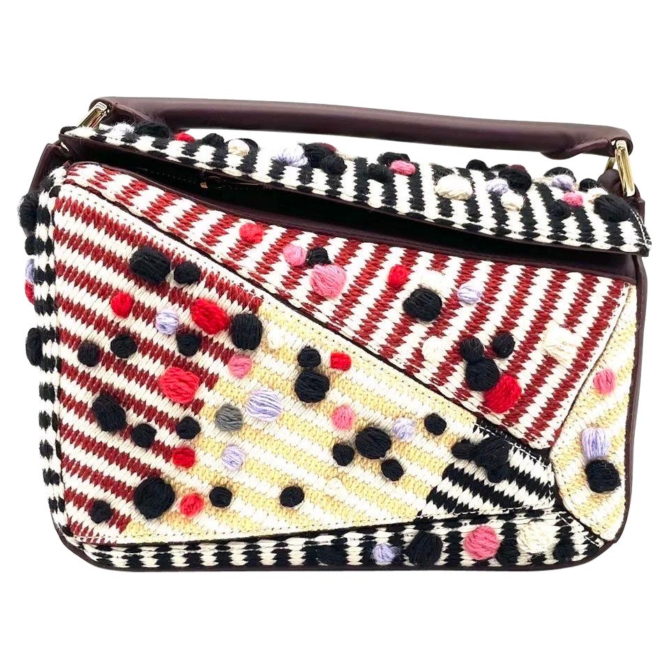 Loewe x Albers Puzzle Small Multicolor Woven Wool and Leather with Pompoms