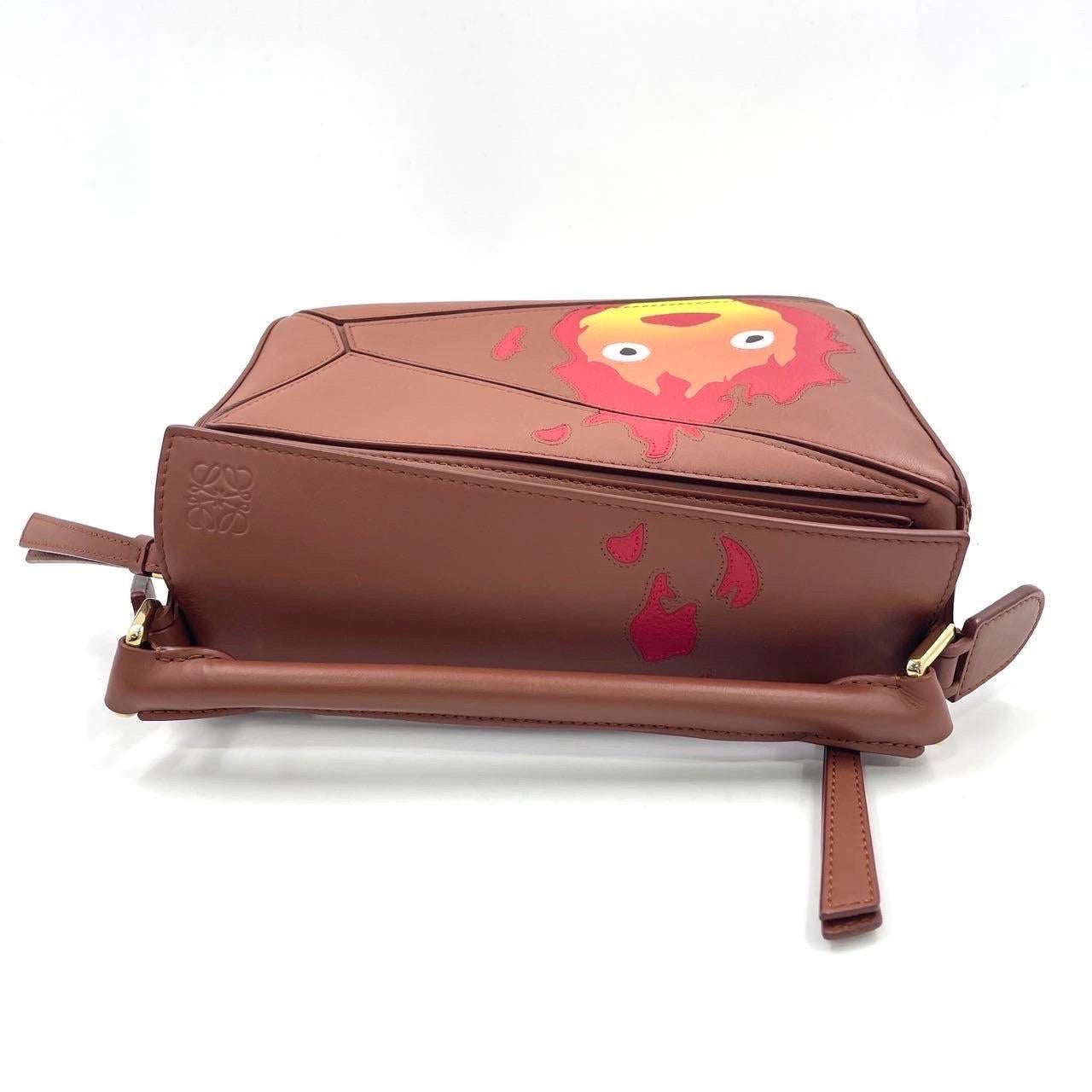 Loewe x Howl's Moving Castle Studio Ghibli Puzzle Calcifer Small Tan Caramel For Sale 2