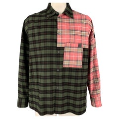 LOEWE x J.W.Anderson Size 43 Pink & Green Plaid Cotton Oversized Shirt