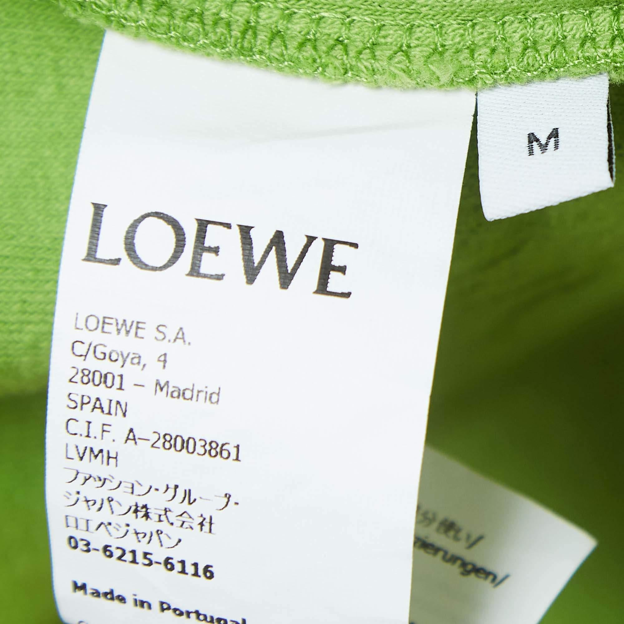 Loewe X Paula Ibiza Green Anagram Terry Cotton Shirt & Shorts Set M In Good Condition For Sale In Dubai, Al Qouz 2