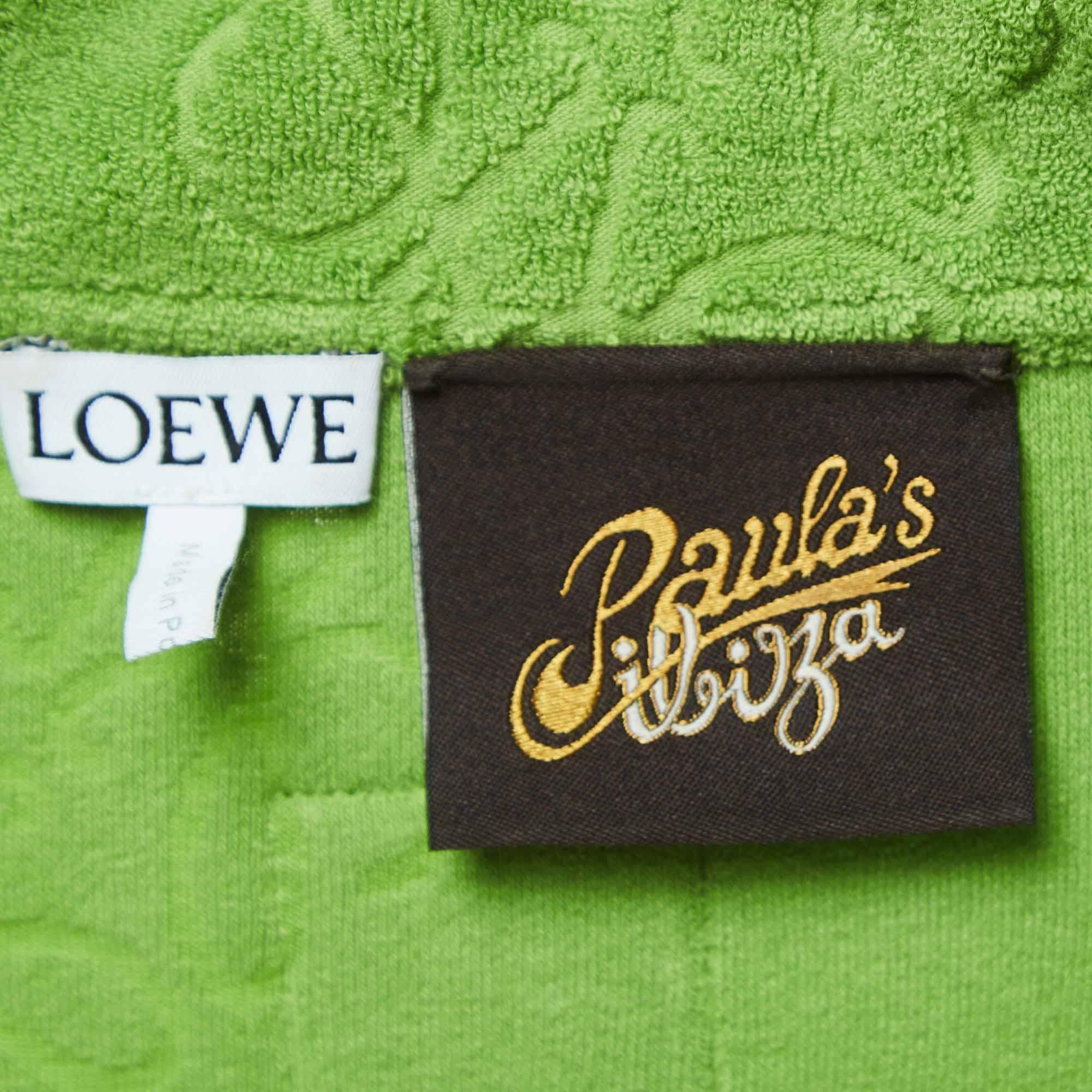 Loewe X Paula Ibiza - Ensemble chemise et short en coton vert Anagram Terry M en vente 1