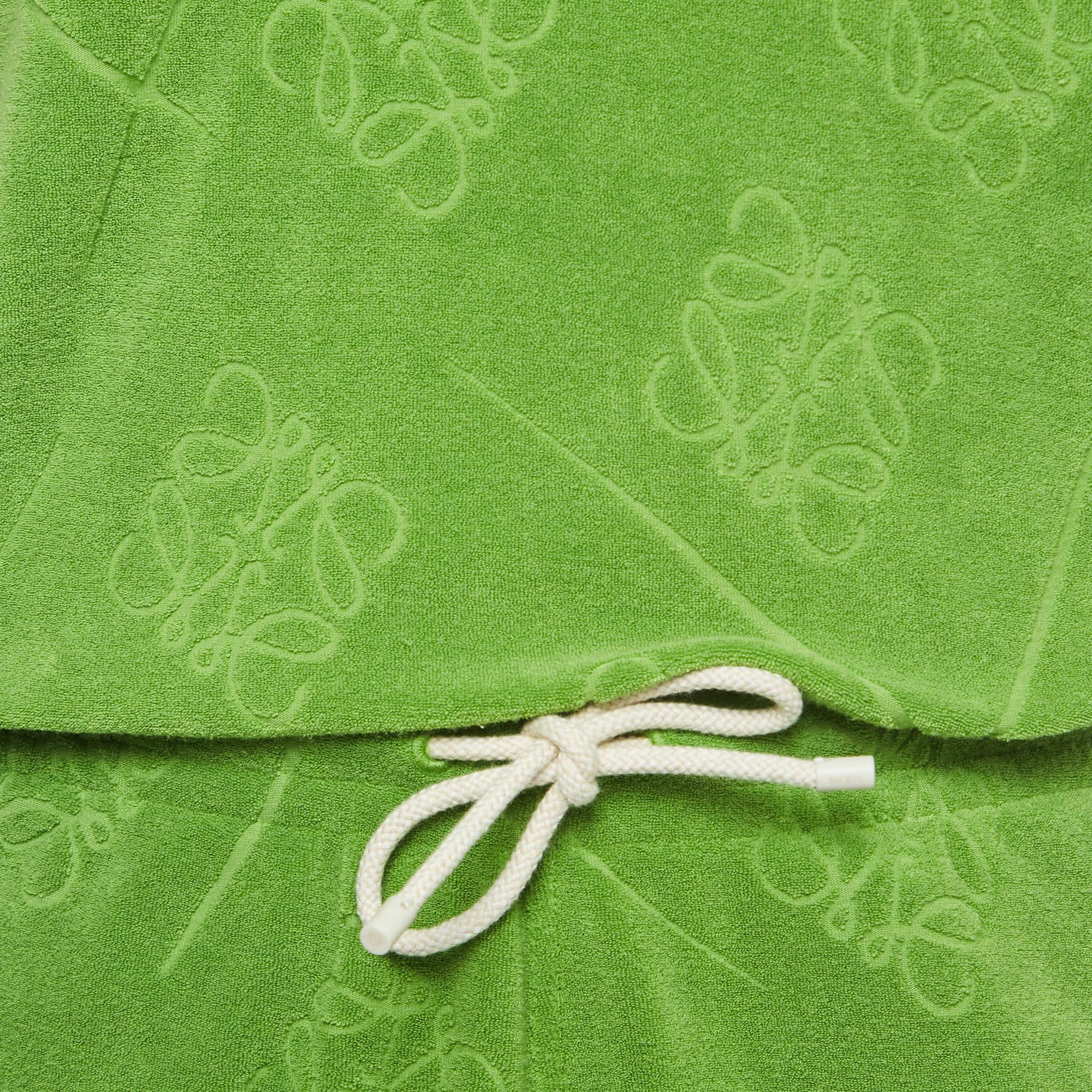 Loewe X Paula Ibiza Green Anagram Terry Cotton Shirt & Shorts Set M 2
