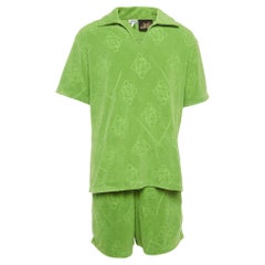 Loewe X Paula Ibiza Green Anagram Terry Cotton Shirt & Shorts Set M