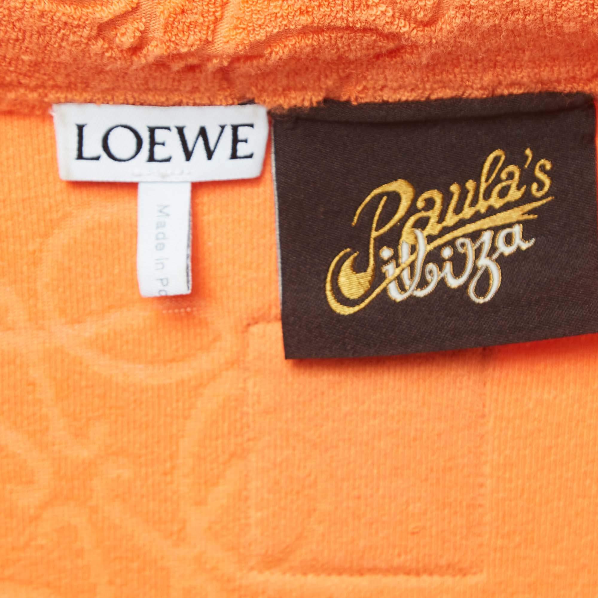 Loewe X Paula Ibiza Orange Anagram Terry ensemble chemise et short en coton M en vente 2