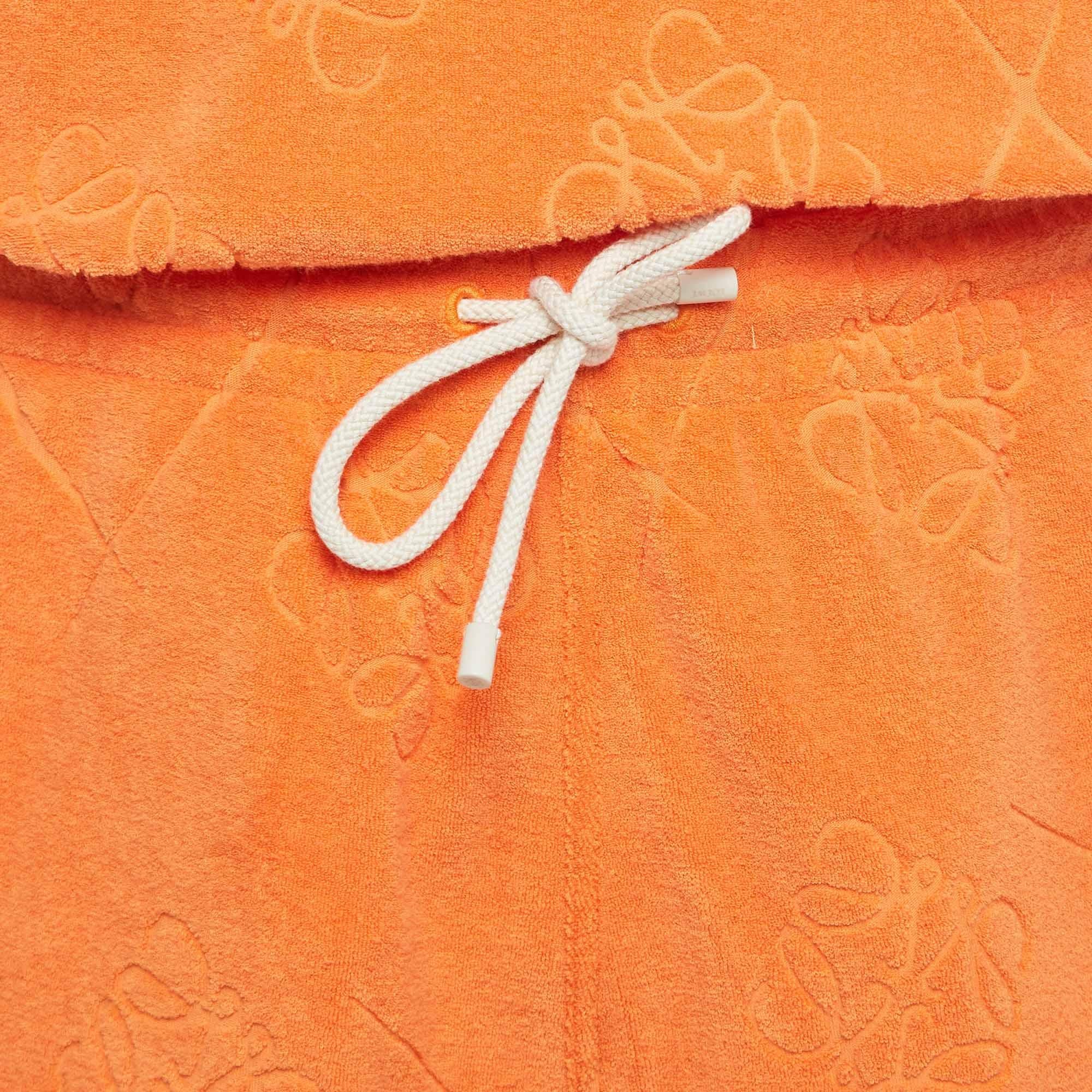 Loewe X Paula Ibiza Orange Anagram Terry Cotton Shirt & Shorts Set M For Sale 2