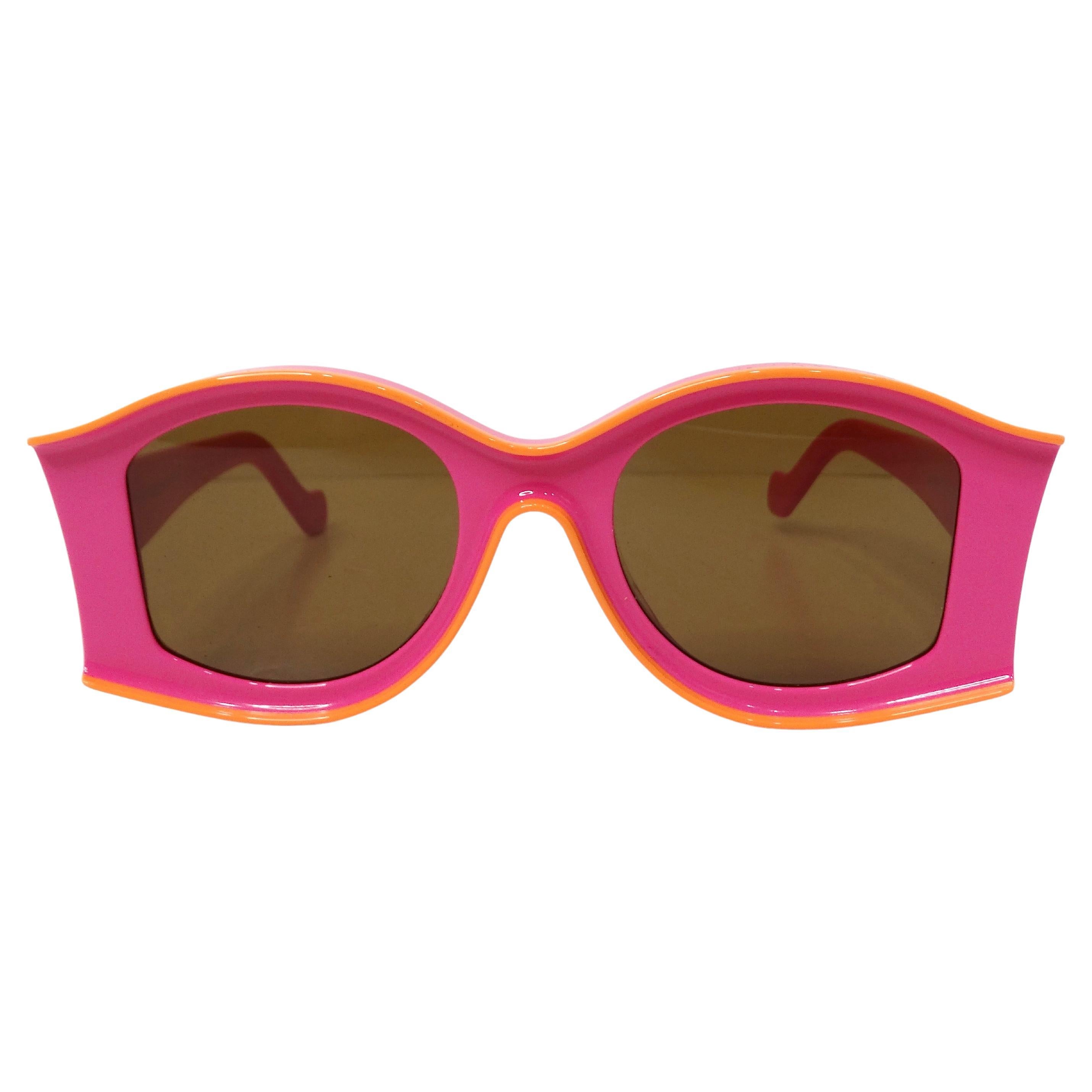 Loewe x Paula Ibiza Lunettes de soleil oversize rose et orange en vente