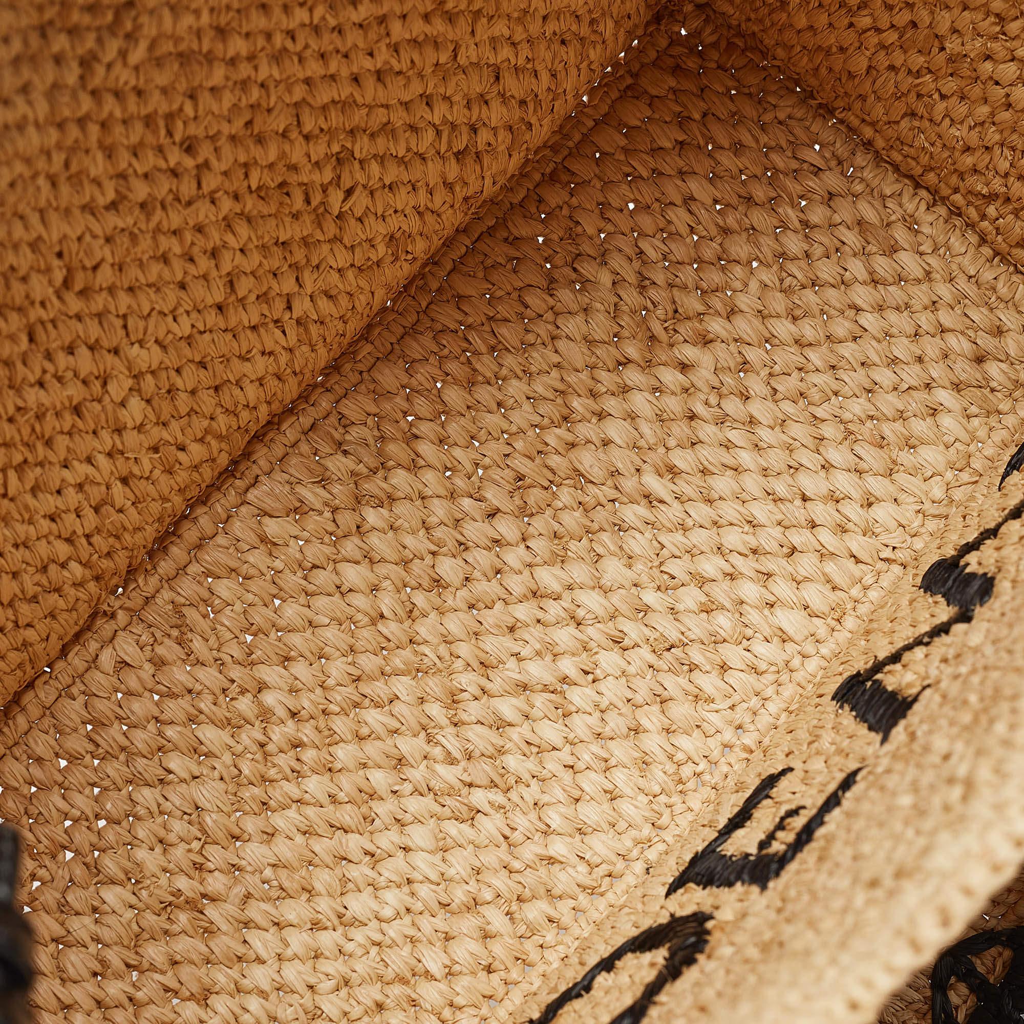 Loewe x Paula's Ibiza Black/Natural Raffia Small Ruffle Tote 3