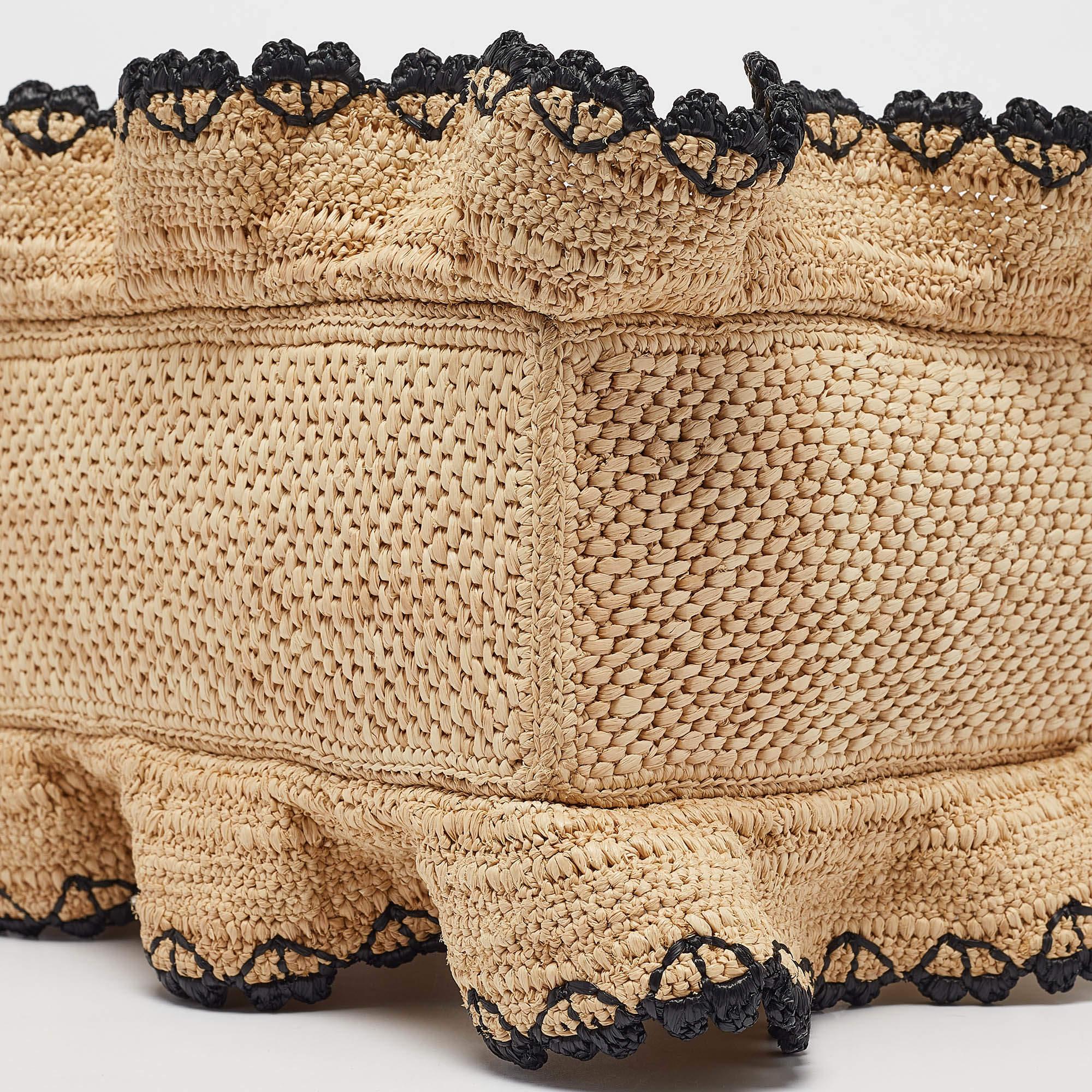 Loewe x Paula's Ibiza Black/Natural Raffia Small Ruffle Tote 4