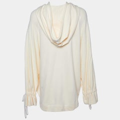 Loewe X Paula's Ibiza Ecru Parrot Logo Print Cotton Hooded Sweatshirt L