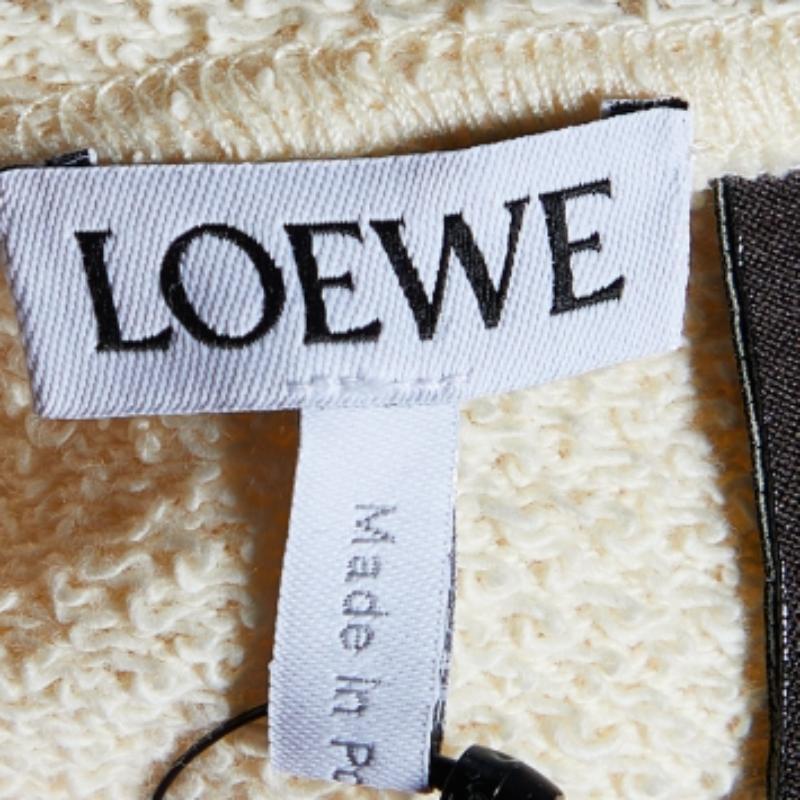 Loewe X Paula's Ibiza - Sweat-shirt à capuche en coton imprimé perroquet écru L en vente 2