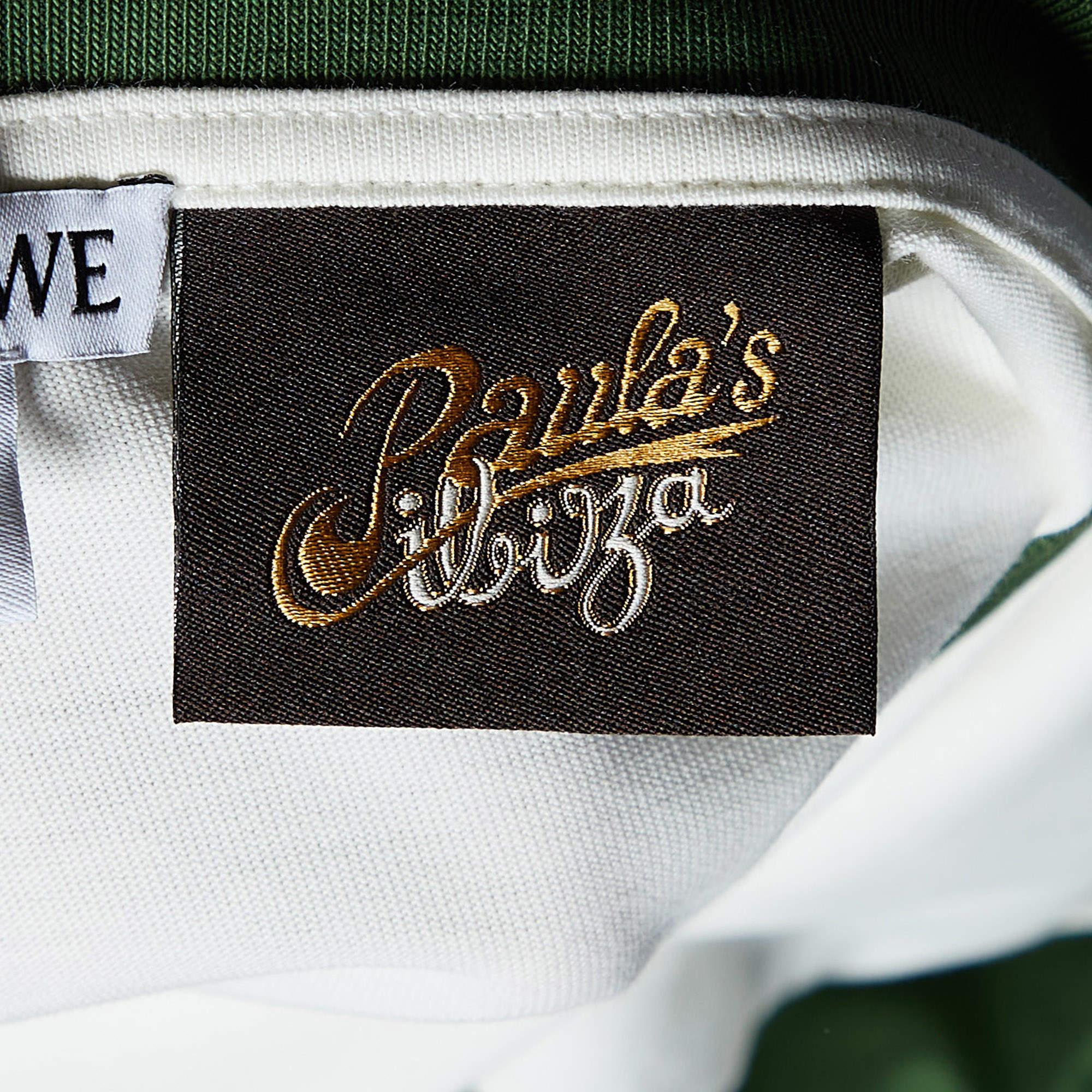 Loewe X Paula's Ibiza Ivory/Green Logo Print Cotton Oversized T-Shirt M In New Condition In Dubai, Al Qouz 2