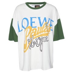 Loewe X Paula's Ibiza Ivory/Green Logo Print Cotton Oversized T-Shirt M