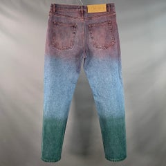 LOEWE x PAULA'S IBIZA Size 34 Blue Pink Green Dip Dyed Denim Twill Straight Jeans