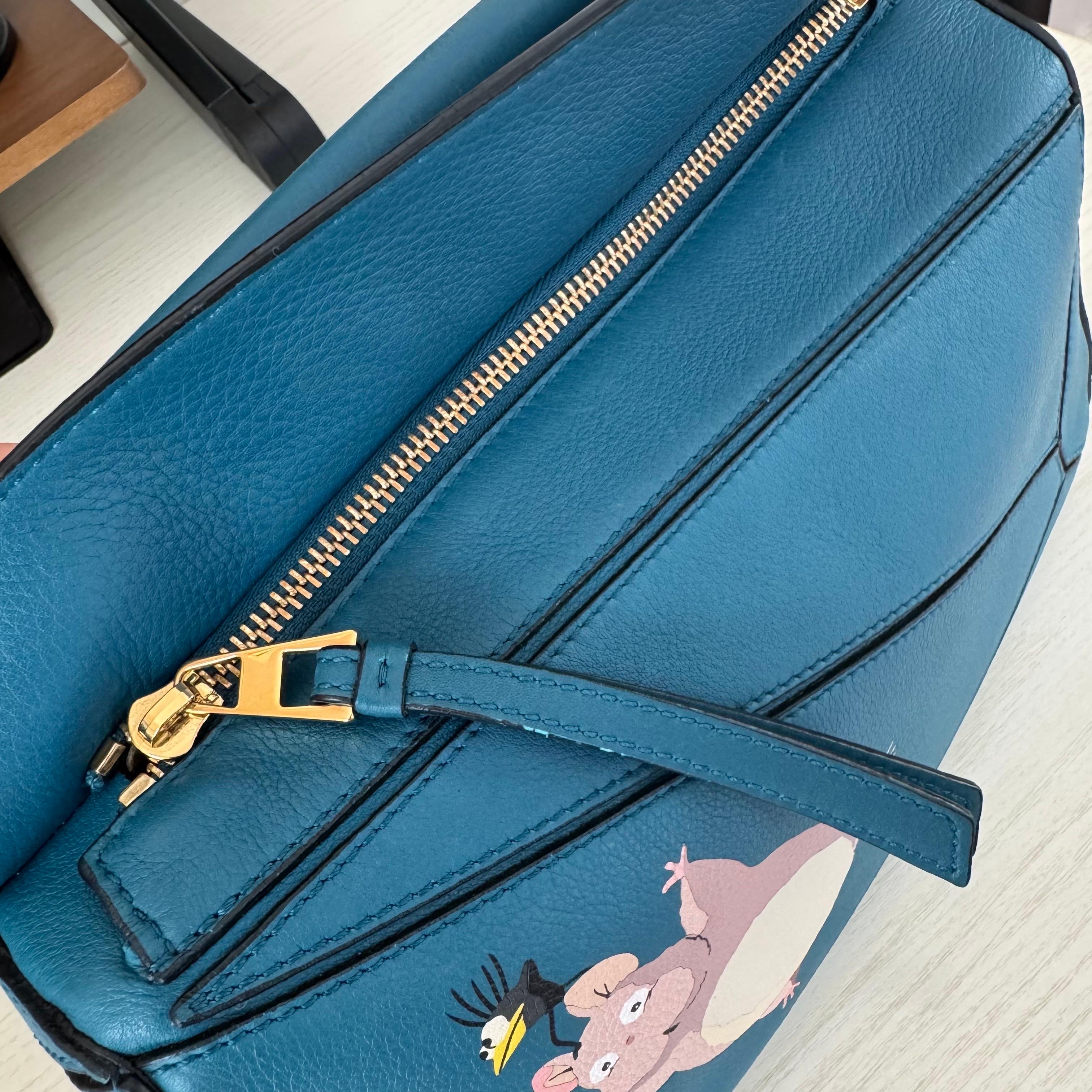 Loewe x Spirited Away Studio Ghibli Collection Puzzle Small Blue Crossbody Bag For Sale 8