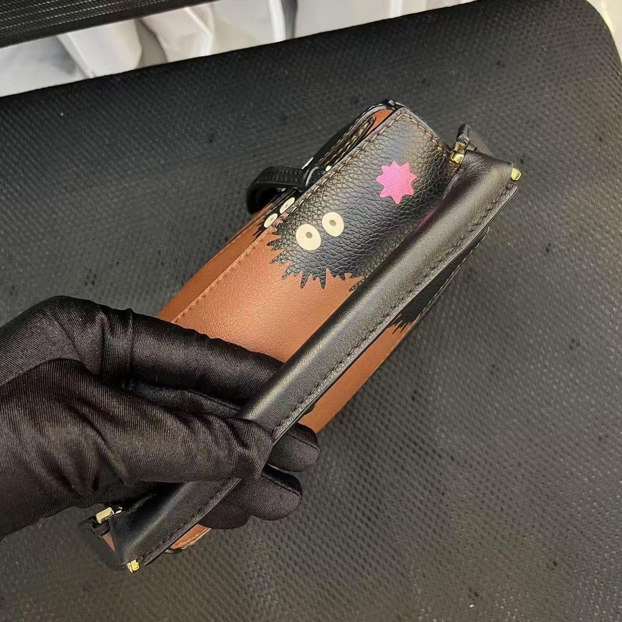 Women's Loewe x Studio Ghibli Collection Susuwatari Mini Puzzle Brown Crossbody Bag For Sale