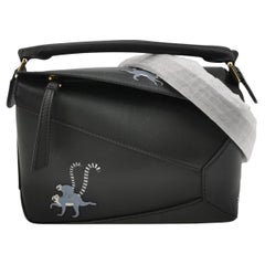 Loewe x Suna Fujita Lemur Puzzle Edge Small Black Leather Crossbody Bag