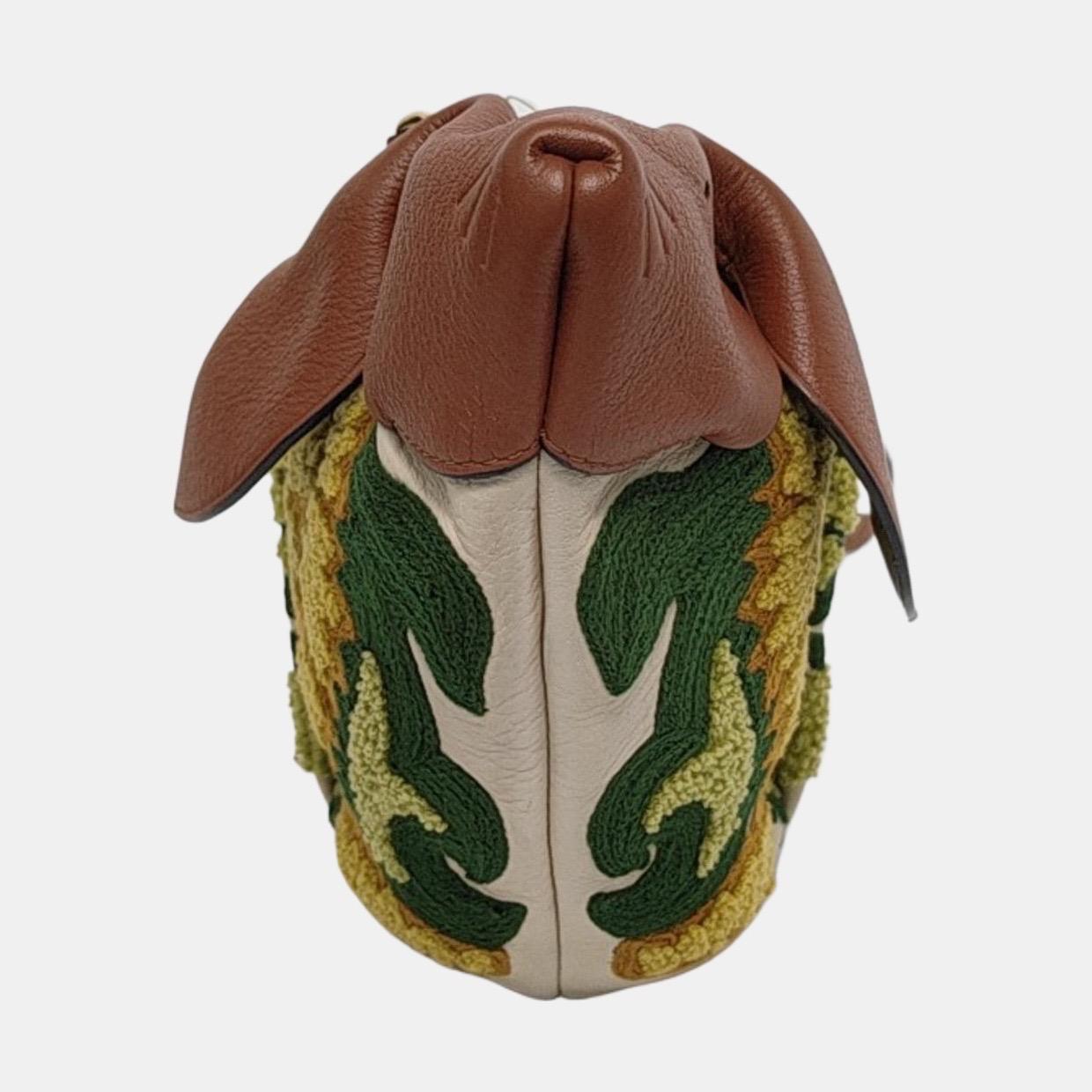 Loewe x William De Morgan Bunny Floral Gestickt Braun Gelb Multicolor Kreuz Damen im Angebot