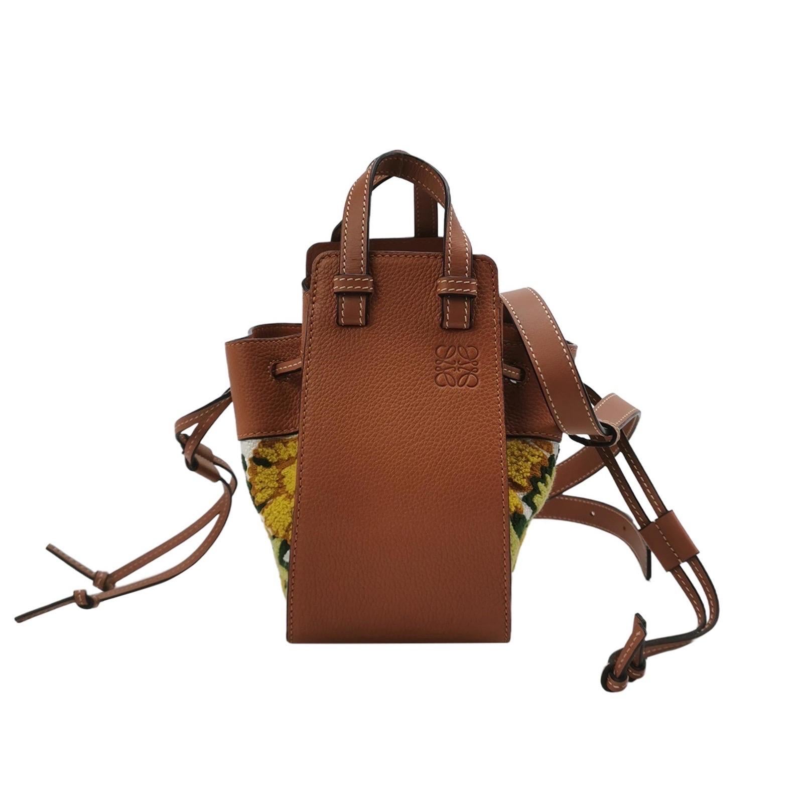 Loewe x William Morgan Hamac Mini Tan Brown Cuir jaune Broderie