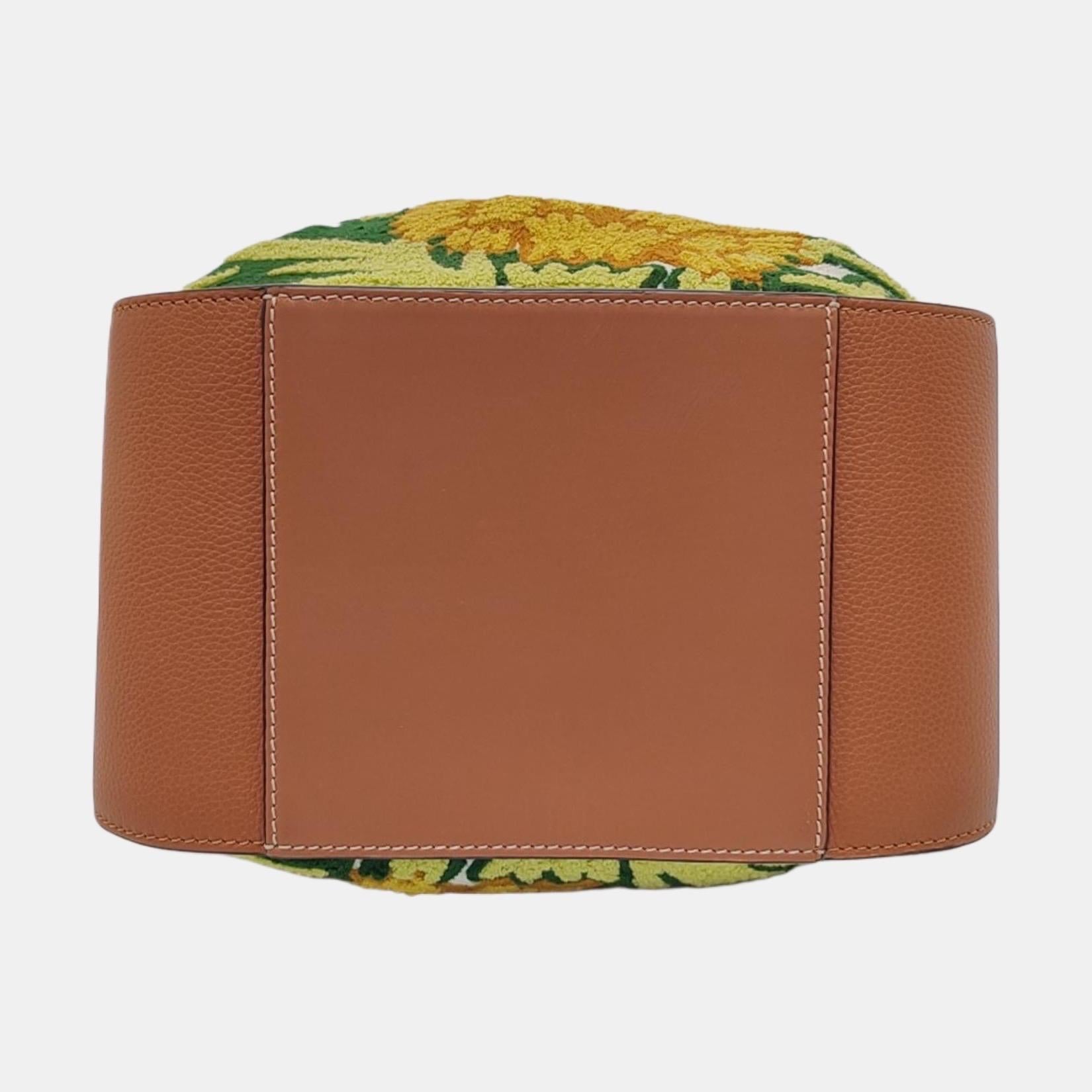 Women's Loewe x William de Morgan Hammock Mini Tan Brown Yellow Flower Embroidery For Sale