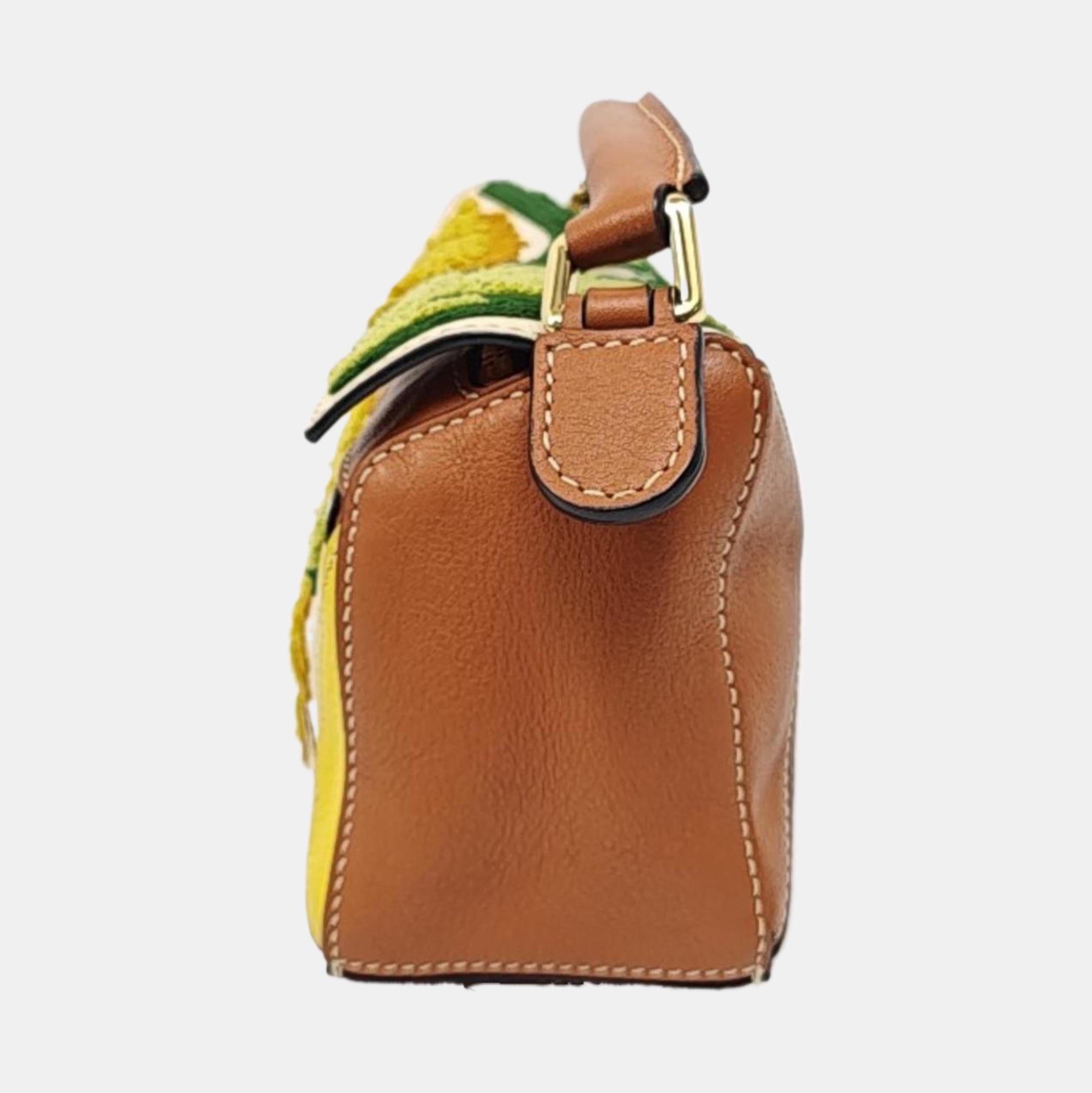 Marron Loewe x William De Morgan Mini Puzzle brodé Brown Yellow Multicolor en vente