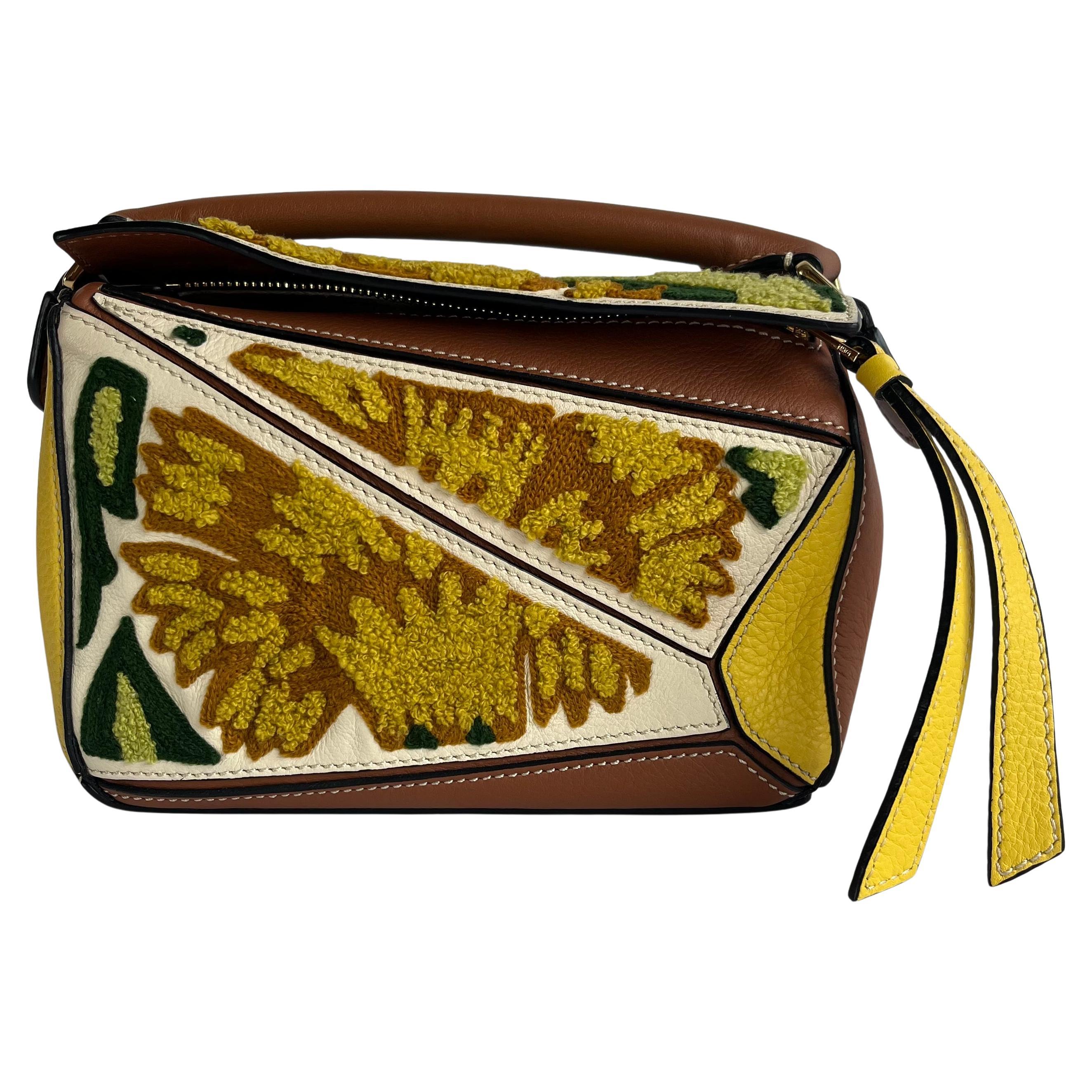 Loewe x William De Morgan Puzzle Small Embroidered Yellow Multicolor For Sale