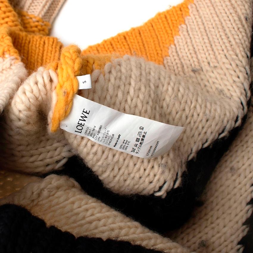 Loewe Gelb, Schwarz & Beige Chevron gestreifter Pullover in Übergröße 3