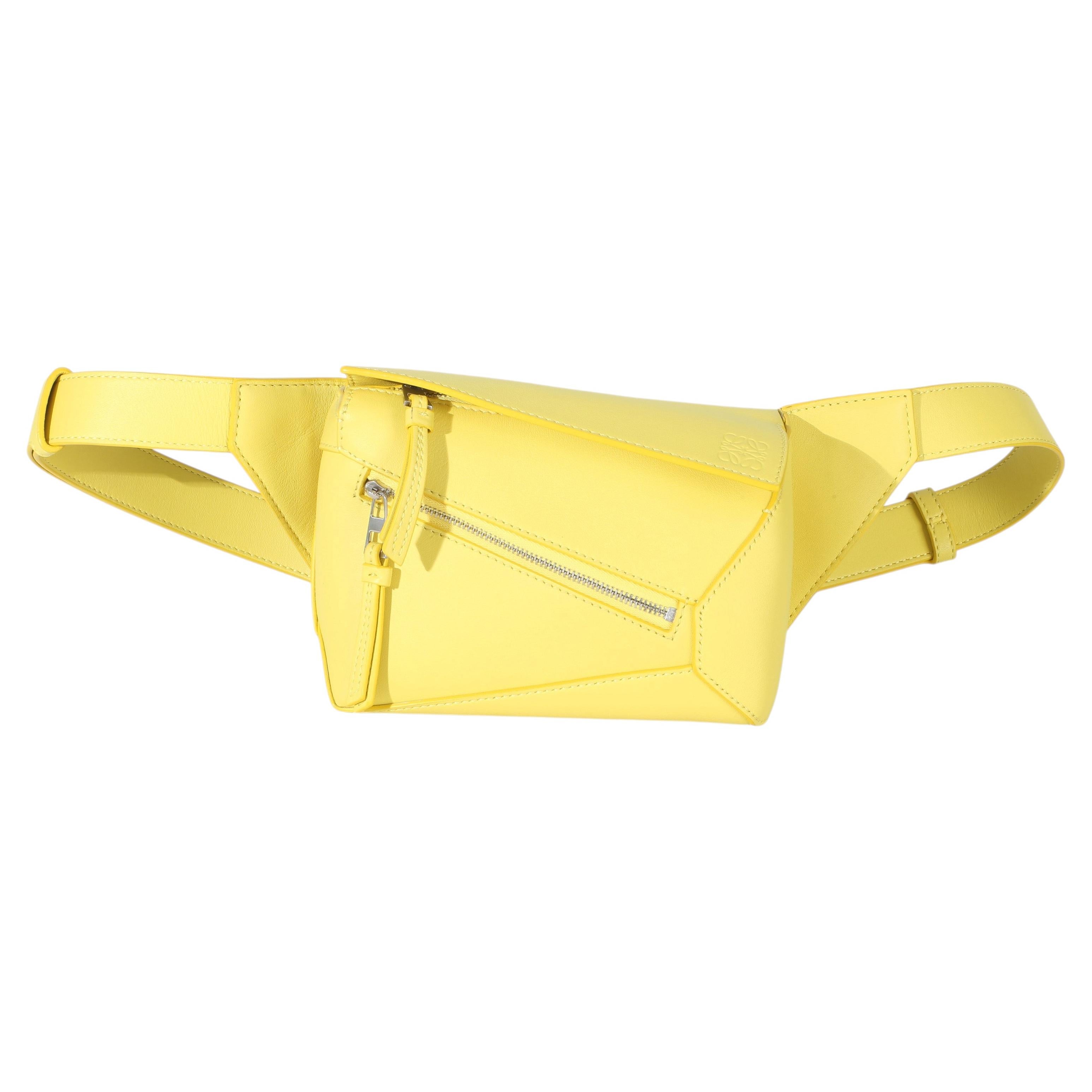 Loewe - Sac à dos en cuir de vachette jaune avec bordure en forme de puzzle