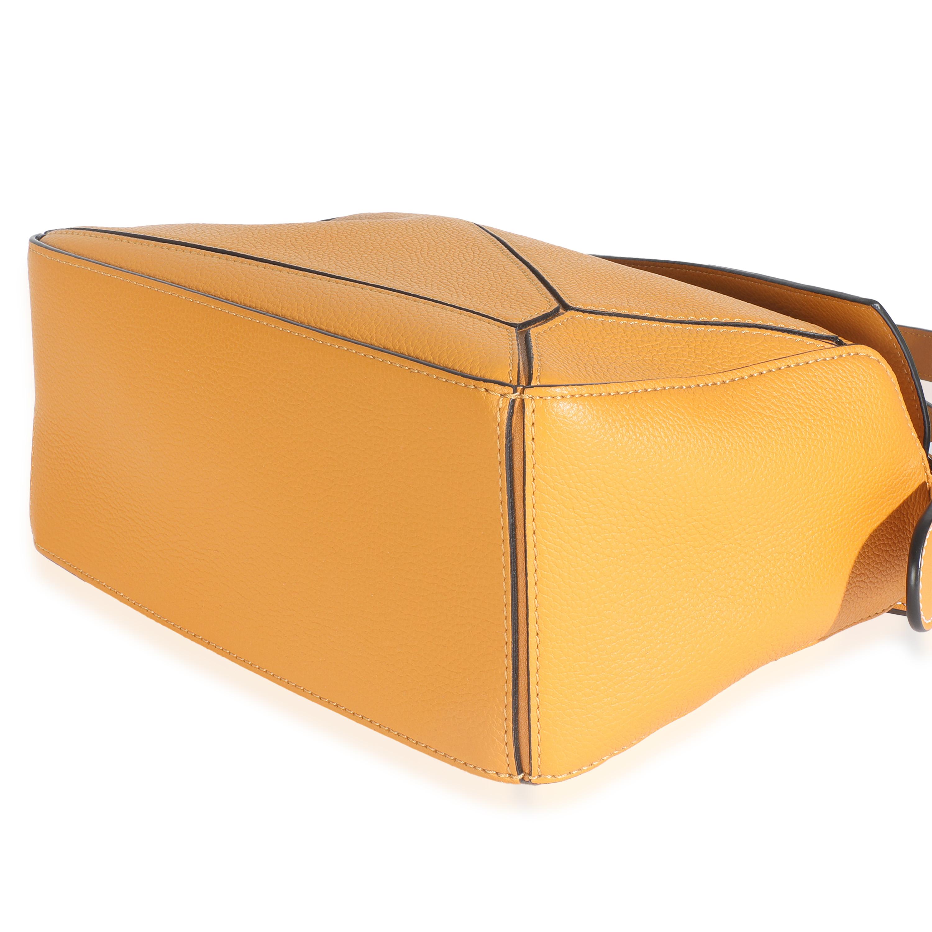 Donna Loewe Yellow Grained Calfskin Small Puzzle Bag in vendita