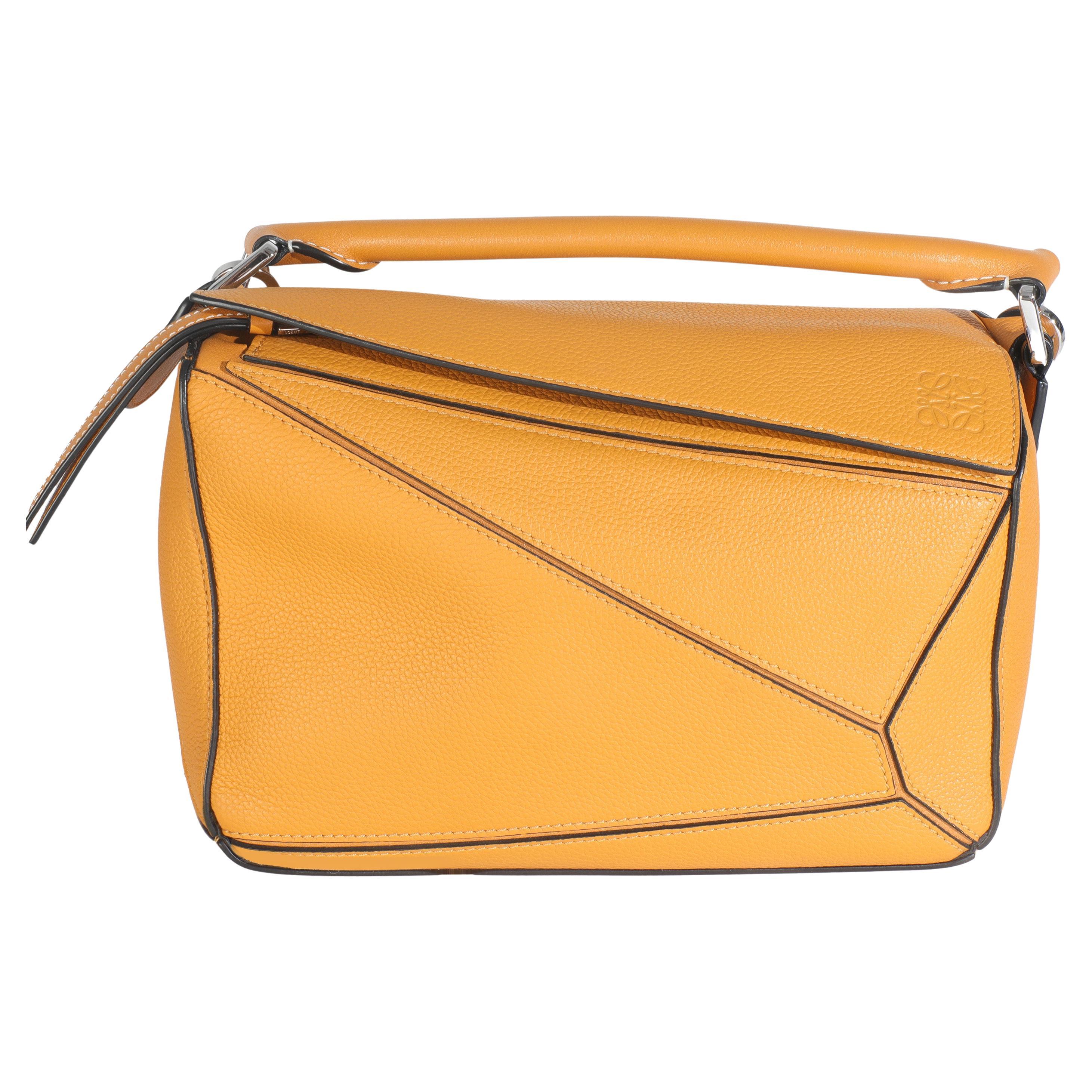 Loewe Yellow Grained Calfskin Small Puzzle Bag