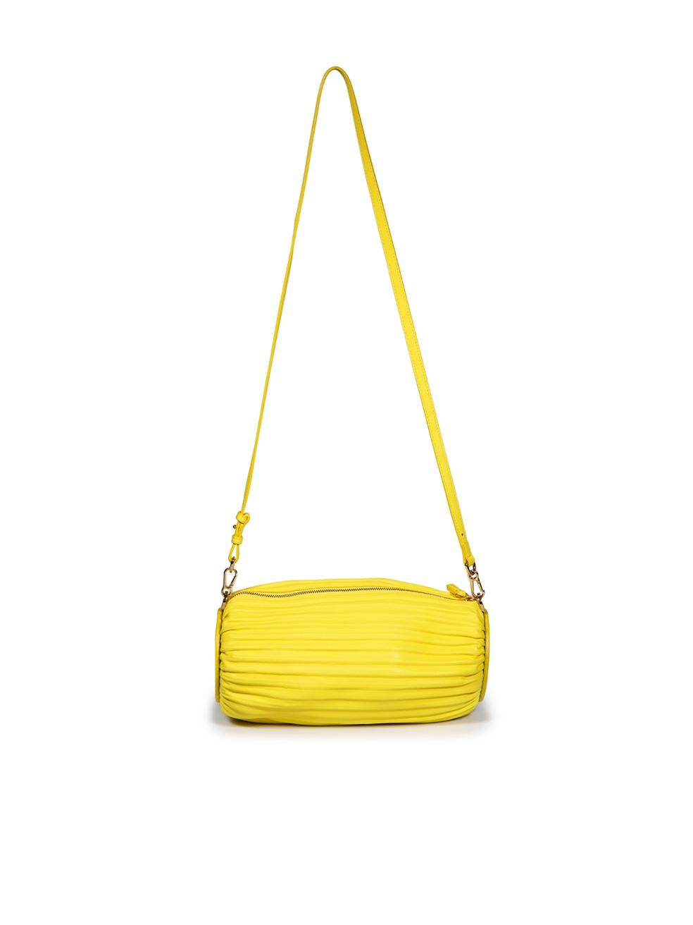 Loewe Yellow Leather Convertible Logo-Debossed Bracelet Shoulder Pouch In Good Condition For Sale In London, GB