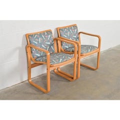 Loewenstein Modern Bent Beechwood Sled Leg Lounge Chairs, Pair